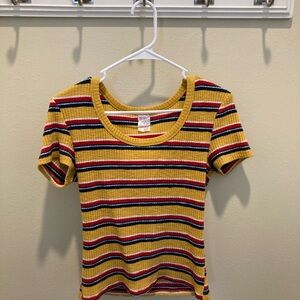 Striped Kids Shirt - Yellow, Red, Blue